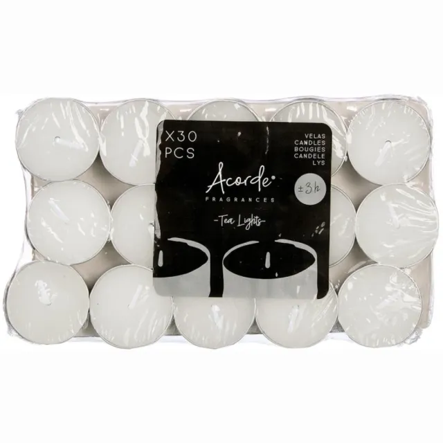 Acorde theelichtjes/waxinelichtjes - wit - 30x - 3 branduren
