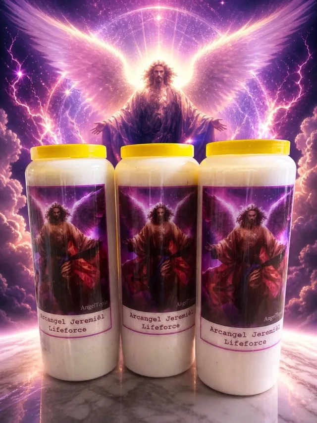 Angeltopia Noveenkaars Aartsengel Jeremiël (3 stuks) - Voor Emotioneel Herstel & Hoop, Balans & Zelfreflectie Wit