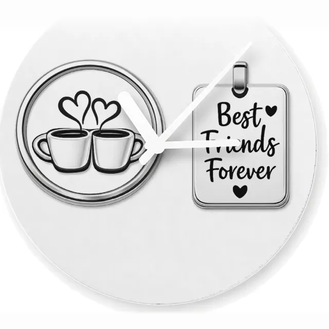 Mr Cadeautjes Glazen klok Ø 20 - design Een minimalistische vriendschapsbadge met een eenvoudige ill | cadeau Wit