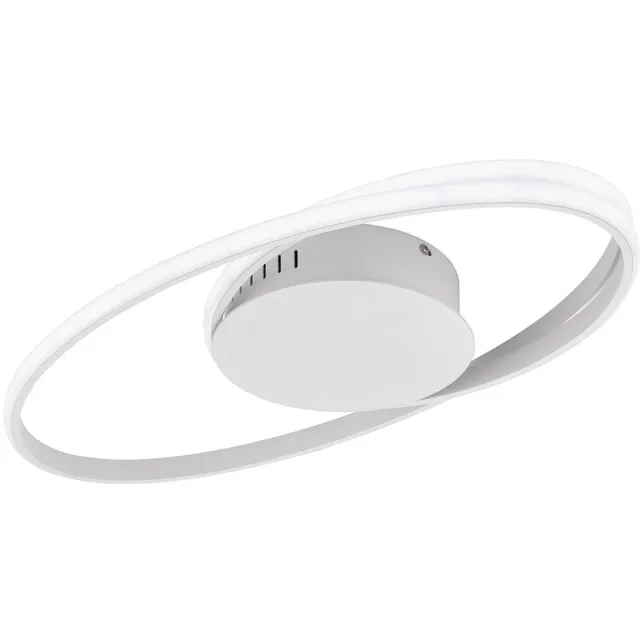 Fischer Leuchten Plafondlamp LED plafondlamp Eetkamerverlichting in ovale vorm, metaal wit, 1x LED 39 watt 4400 lumen 3000 Kelvin, LxBxH 54x32x5 cm