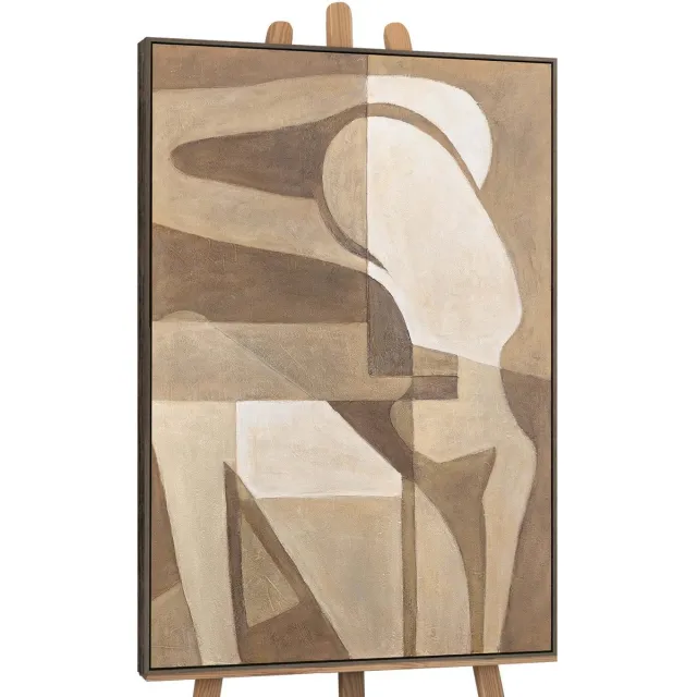 YS Schilderij "Abstracte tederheid" - Handgeschilderd canvas schilderij - Wanddecoratie Abstract - Neutraal - Lijnen - Muurdecoratie woonkamer - Slaapkamer decoratie - Kamer accessoires - Schilderij modern met lijnen Grey 120x80