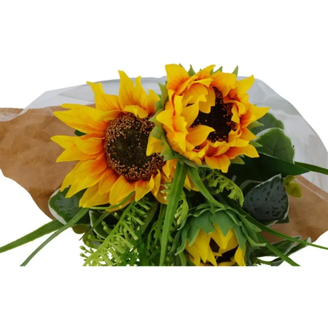 Countryfield Kunst boeket Helianthus geel-L15B15H60CM - Hoogte 60cm - Zonnebloem boeket Geel/Groen