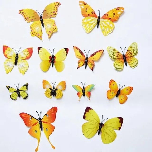 New Age Devi Geef je Muur Vleugels met Gele 3D Vlinders - Muursticker Set Geel