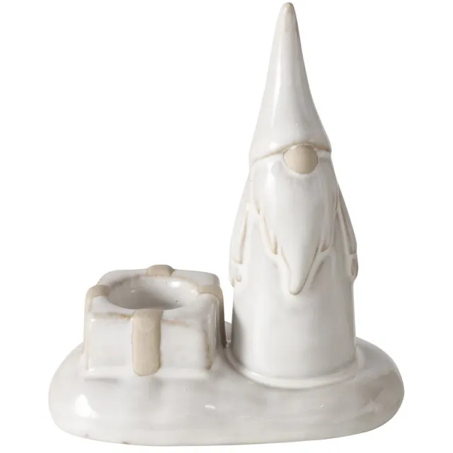 Boltze Home Kandelaar met kabouter voor één kaars SLAVKO, hoogte 11 cm Grijs