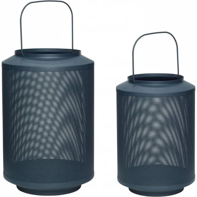 Hubsch Interior Hübsch 990840 Lantaarn - Set van 2 - ø21xH46cm en ø26xH57cm - Metaal - Groen