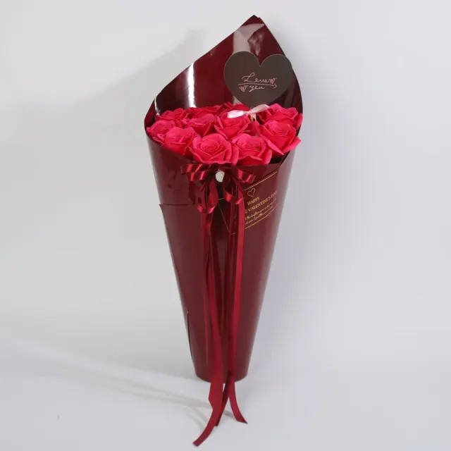 La Roselle Amsterdam Rode Kunstrozen Boeket – 10 rozen in Geschenkverpakking - Kerst cadeau - Bloemen feestdagen Rood