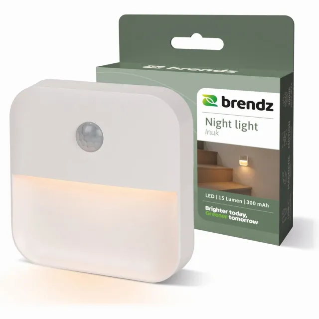 Brendz LED Trapverlichting, Nachtlampje Bewegingssensor, USB-C Oplaadbaar, Magnetisch, Warm Wit 3000K, Kastverlichting Draadloos, Inuk Wit 1 stuk