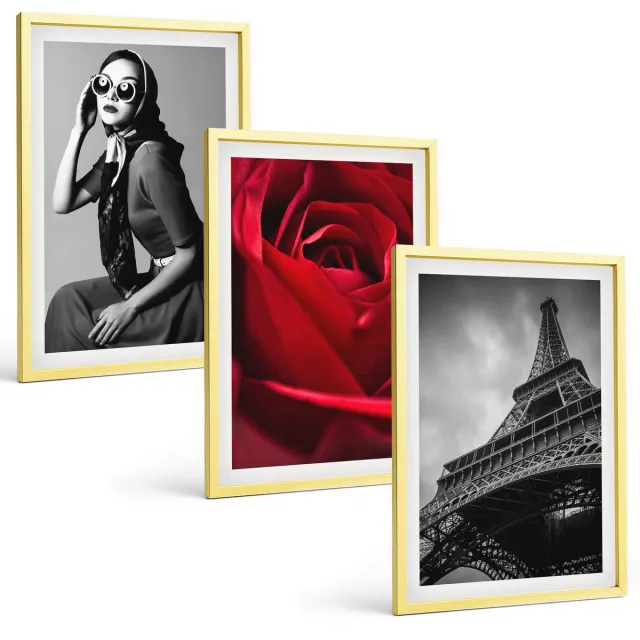 Coloray 3-Delige Schilderij Set - Melkwegstelsel Ruimte Sterrenbeeld Waterman Bergen - 40 x 40 cm En 40 x 60 cm - Moderne Wanddecoratie - Slaapkamer - Stijlvolle Muurdecoratie Gouden lijst