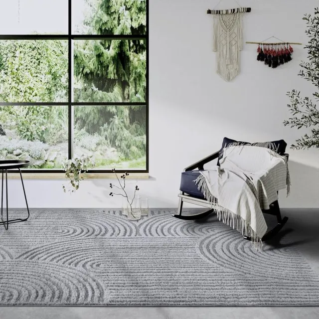 flycarpets Gallery Chappe Japandi Vloerkleed Grijs - 160x235 cm - Hoogpolig Tapijt