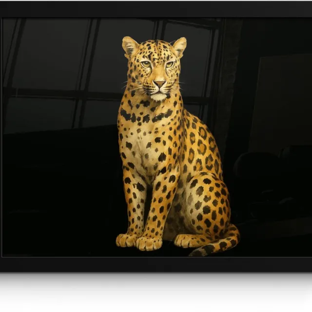 FrameYourWall Poster in lijst - Fotolijst 40x30 cm - Posters - Panter - Realistisch - Bruin - Posterlijst zwart - Decoratie - Wanddecoratie woonkamer - Muurdecoratie slaapkamer