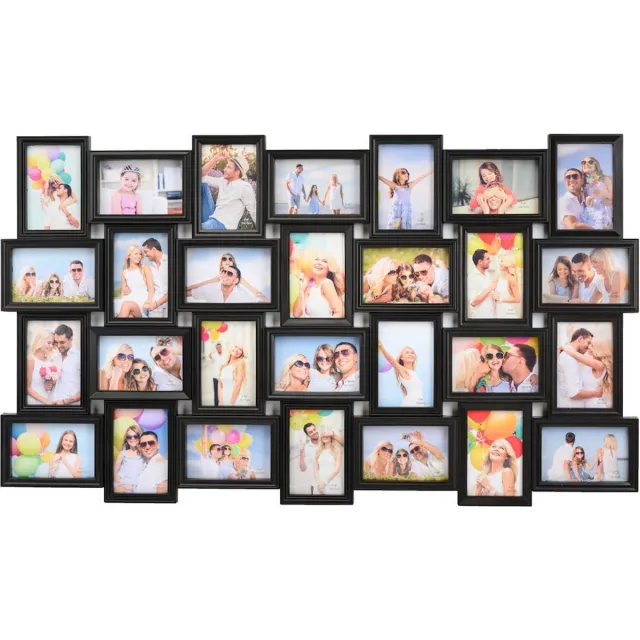 Decopatent© Decopatent - XL Fotolijst Collage voor 28 Foto's van (10x15 & 15x10 Cm) - Fotolijsten - Fotolijstje met 28 fotokaders - 103 x 60 Cm - Zwart Zwart - XL Fotolijst Collage voor 28 Foto's