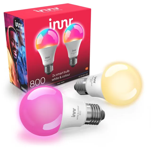 innr Zigbee E27 LED lamp - geschikt voor Philips Hue - smart bulb - wit en gekleurd licht - slimme lamp - dimbaar - 880 lumen - 2 pack