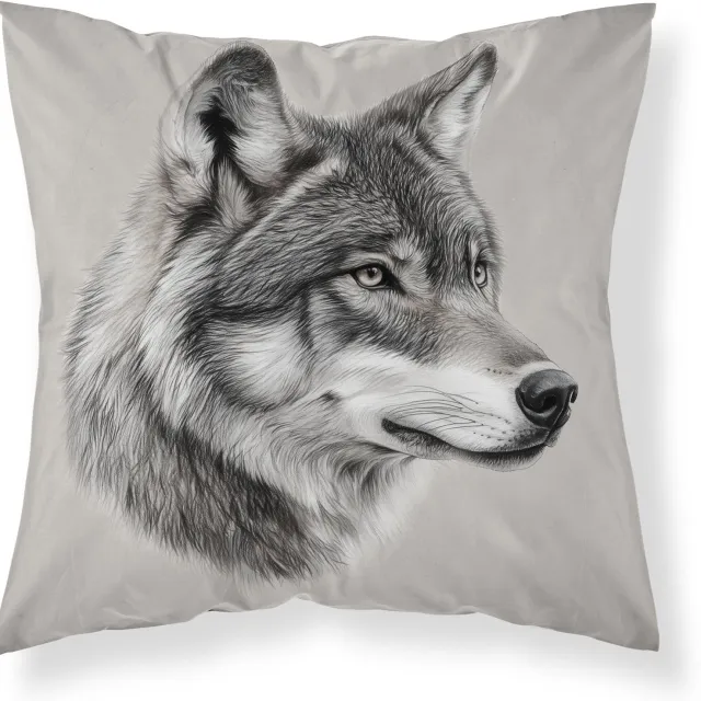 HUISDIER N HUISDIER Wolf Sierkussen 40x40cm incl vulling Hond kussen zwart