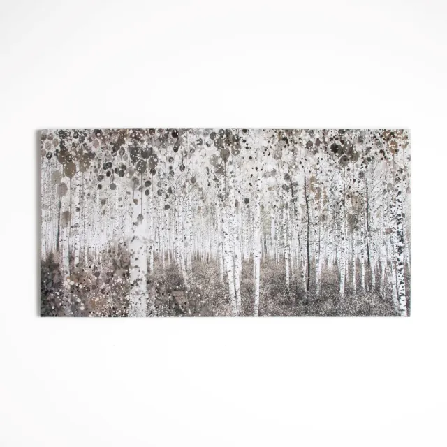 Art for the Home Canvas Aquarell Forest - Bomen - 60x120cm - Bruin/Wit