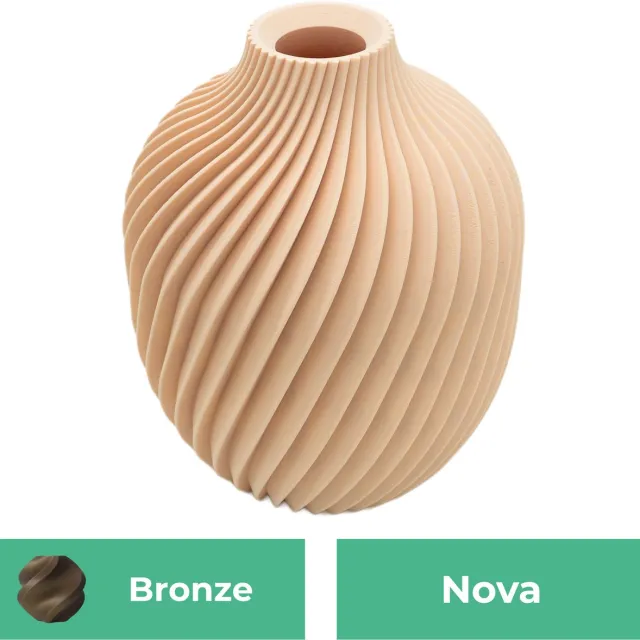Lovora Nova moderne vaas – Decoratieve vaas - Brons - 3d geprinte vaas – geschikt voor droogbloemen - 25CM