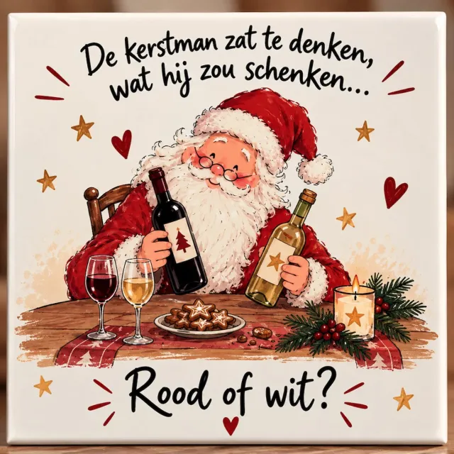 Letters by Lau Tegel Kerstman | Kerstman zat te denken | cadeau | feestdagen | zakcadeau | feestdagen | Kerst multicolor