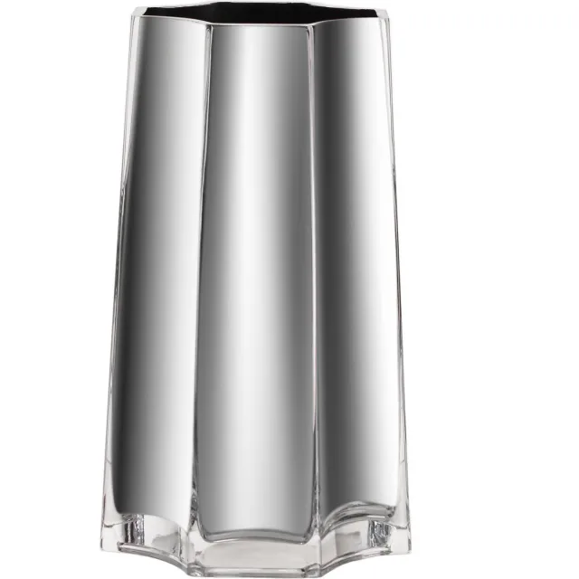 Element Accessories Moderne zilver glas luxe vaas, 50% korting , Belgisch design merk, stijlvol ontwerp, LENOX 30 zilver/spiegel