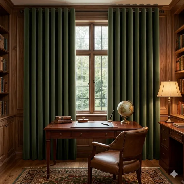 Maison Elara Fluweel Gordijn met Ringen - Olijfgroen - 140 x 260 cm - 2 Stuks - Thermische Verduisterende Gordijnen voor Slaapkamer en Woonkamer