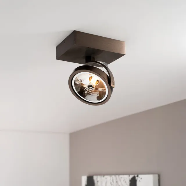 LUSENZ Saturno bronzo I by LUSENZ - Plafondspot met kantelbare geborstelde bronzen basis en armatuur Brons