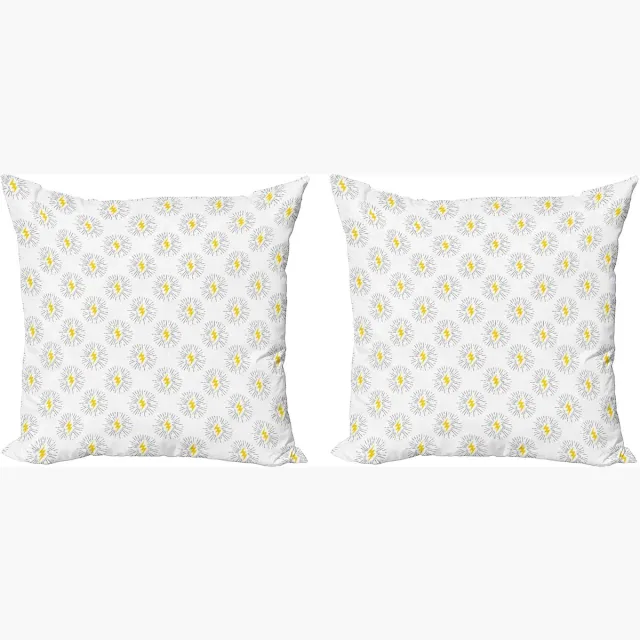 ABAKUHAUS Zwart-gele decoratieve kussenhoes, 2 stuks, Bolt Sunburst, 40x40 cm, zwart en geel