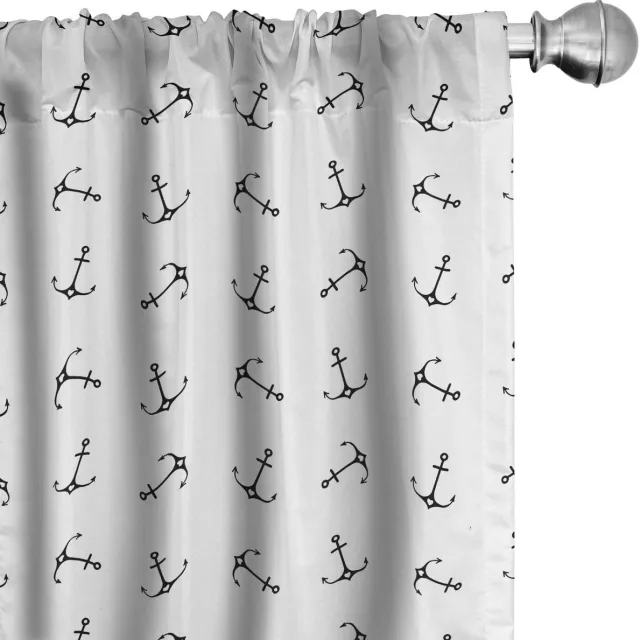 ABAKUHAUS Anker gordijnen – 2x75x225 cm – microvezel – zwart-wit Schwarz