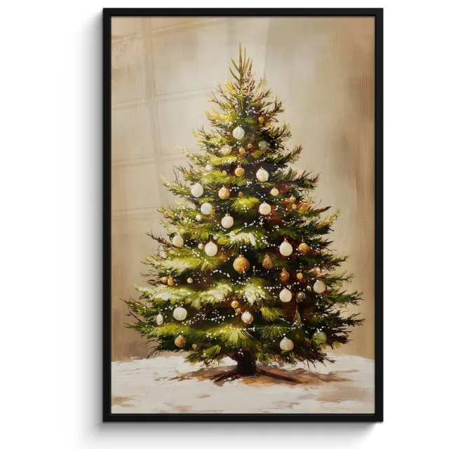 FrameYourWall Poster in lijst - Fotolijst 80x120 cm - Posters - Kerst - Sfeer - Groen - Posterlijst zwart - Decoratie - Wanddecoratie woonkamer - Muurdecoratie slaapkamer - Kerstversiering - Kerstdecoratie voor binnen - Kerstmis