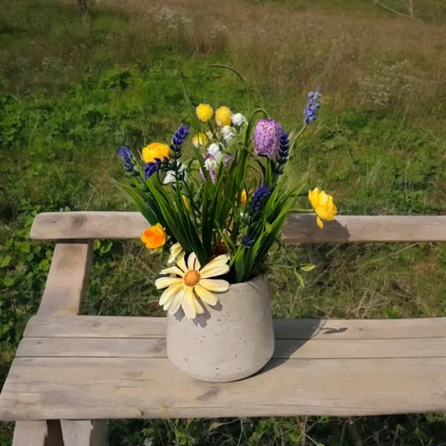 Seta Fiori Klein tuintje - Kunst bloemen in pot compleet - 35cm rood, geel, wit, oranje