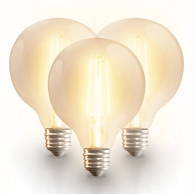 HOFTRONIC SMART Set van 3 Smart E27 LED filament lampen - G95 Bolvormig - Wifi & Bluetooth (Seamless connect) - 806lm - 7 Watt - Warm wit tot koud wit - Slimme LED lampen - te bedienen via Google Home, Amazon Alexa en Siri