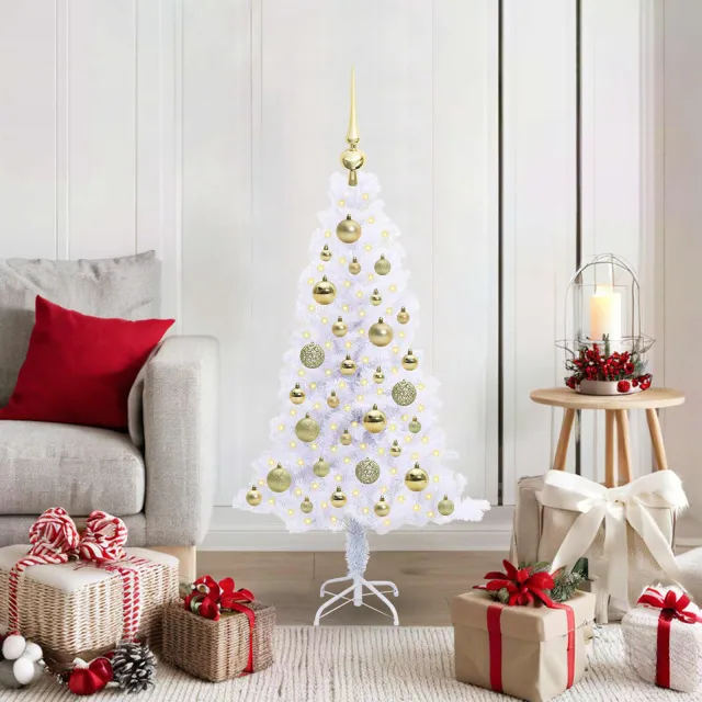 vidaXL Kunstkerstboom Wit 120 cm PVC en staal