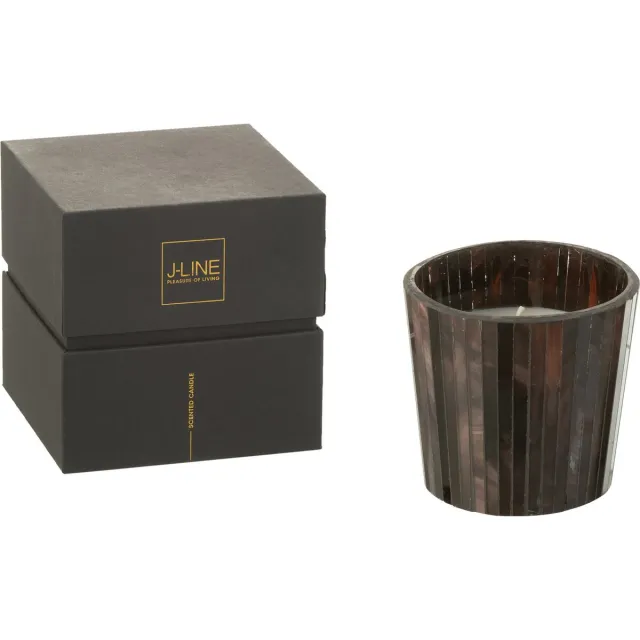 J-Line geurkaars Noa - Woody Aurora - glas - bruin - small - 35U