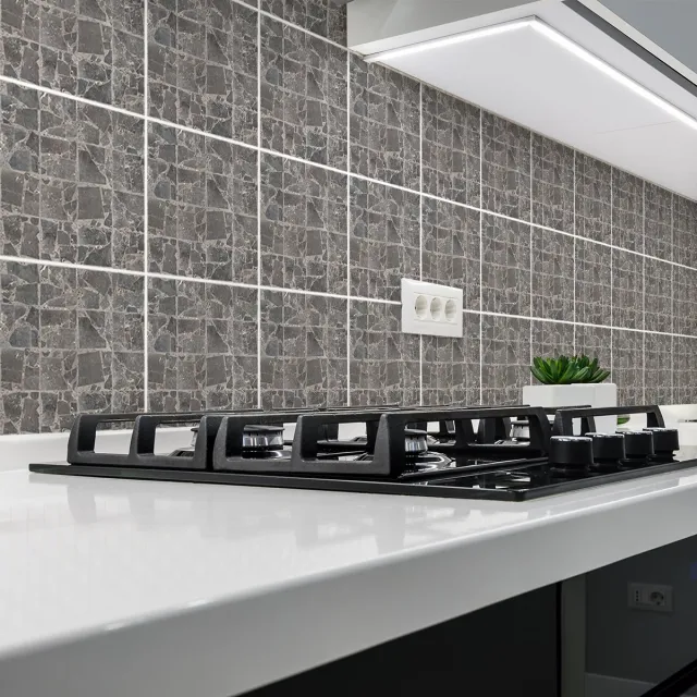 Ambiance Sticker Zelfklevende muurtegelstickers voor keuken en badkamer - 24 cementtegelstickers met terrazzo-steeneffect - 24 stickers van 15x15 cm Multi color