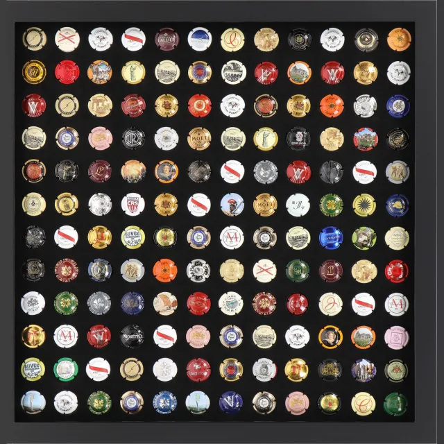Acaza Wissellijst - 3D Fotolijst - Diepe Fotolijst - 50x50x3.30 cm - MDF Hout - Zwart - 3D Fotolijst voor Champagne Capsules - 144 stuks - Box Frame - Champagne Capsules - Champagne Capsules opbergen