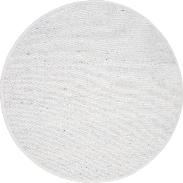 Veer Carpets Vloerkleed Scott Ivoor Rond ø160 cm - Wol Platgeweven Vloerkleed – Japandi / Tijdloos Modern Design Wit