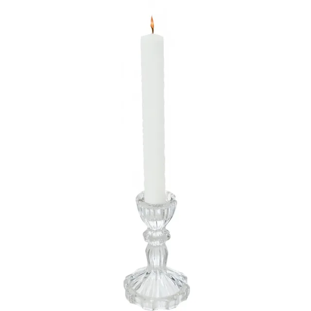 Feeric lights & Christmas Decoration kaarsen kandelaar Decoglass - voor dinerkaarsen - glas - transparant - 7 x 11 cm