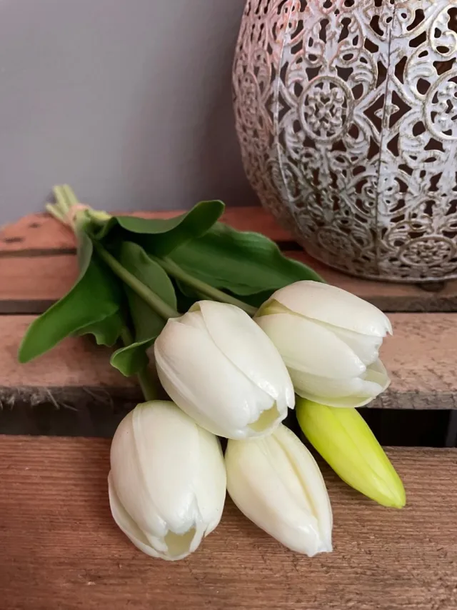 KNUS Lifestyle tulpen real touch Wit - Kunstbloemen - kunst bloem - tulp