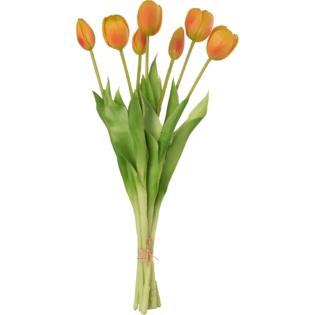 J-Line bloemenboeket Tulpen 7 stuks - kunststof - oranje/geel - large
