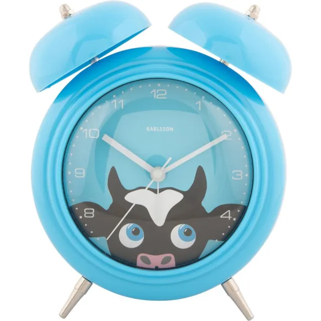 Karlsson Wekker Peekaboo Cow - Blauw - 15.2x6.5x18.2cm - Scandinavisch - Wekker voor slaapkamer - Wekkers