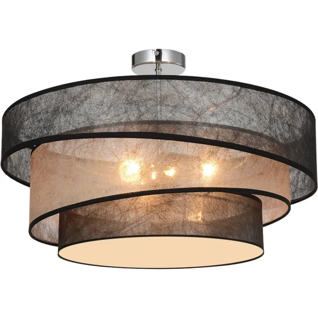 Lindby plafondlamp - 3lichts - textiel, ijzer - H: 24 cm - E27 - zwart, goud, chroom