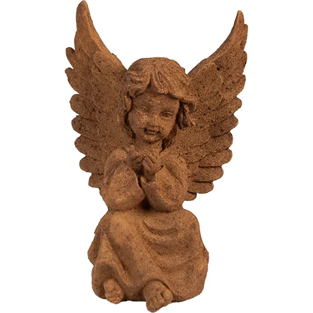 Clayre & Eef Decoratie Beeld Engel 15 cm Bruin Polyresin