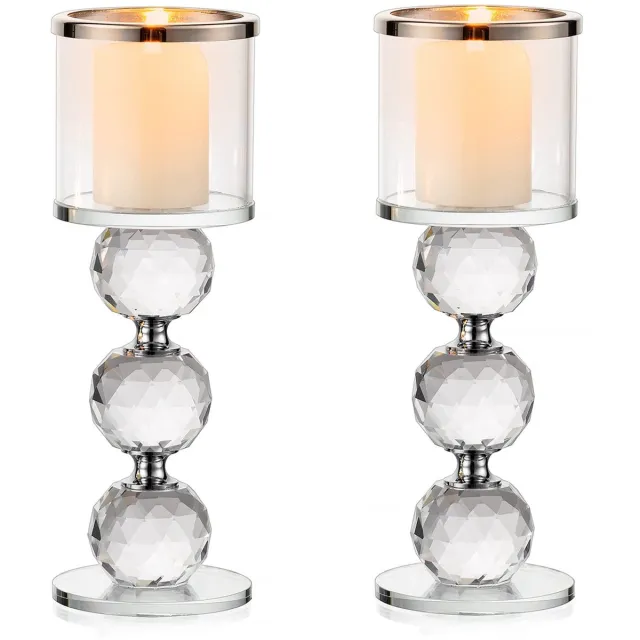 Unyqoos Elegante set van twee kristallen kandelaars voor stijlvolle tafeldecoratie Zilver