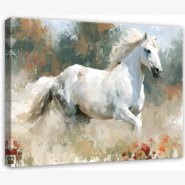 WALLARENA Schilderij op canvas 100x70 cm - canvas schilderij - paard aquarel - voor slaapkamer en woonkamer - op doek Veelkleurig