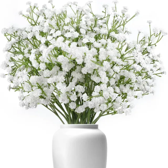 Famanu 6 Stuks Kunstmatige Gypsophila Witte Bloemen voor Bruiloft Thuis Boeket Feestdecoratie