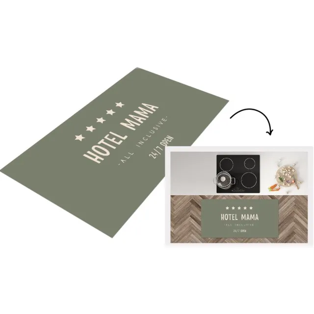 KitchenYeah Keukenloper - Loper keuken - Spreuken - Hotel mama all inclusive 24/7 open - Mama - Quotes - Keukenloper vinyl Multicolor