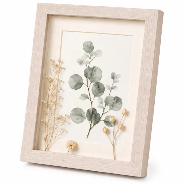 SWGOTA MDF-fotolijst in wit eiken kleur, 4x6 inch (10.1x15.2 cm), 2 cm holle diepte, rechthoekig, inclusief glas en afbeelding