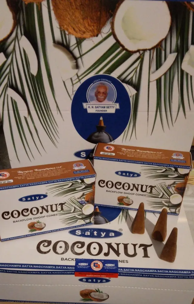 Satya Backflow Dhoop Cones Coconut wierook Kegeltjes 10 stuks 1 doosje bruin