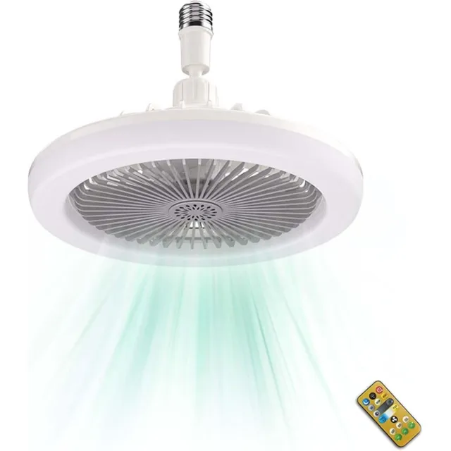 ZVD Stille Plafondventilator met Lampfitting - Plafondventilator met LED-lamp en Afstandsbediening voor Keuken, Badkamer, Berging, Garage (Wit)