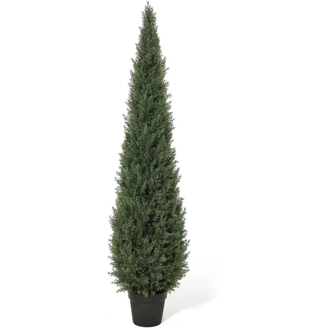 Triumpunpre 150cm UV-bestendige kunstceder/cypres topiary boom in pot – levensechte kunstgroenblijvende plant, onderhoudsvrij en geen water geven nodig, binnen- en buitendecoratie voor voordeur, entree, terras en tuin