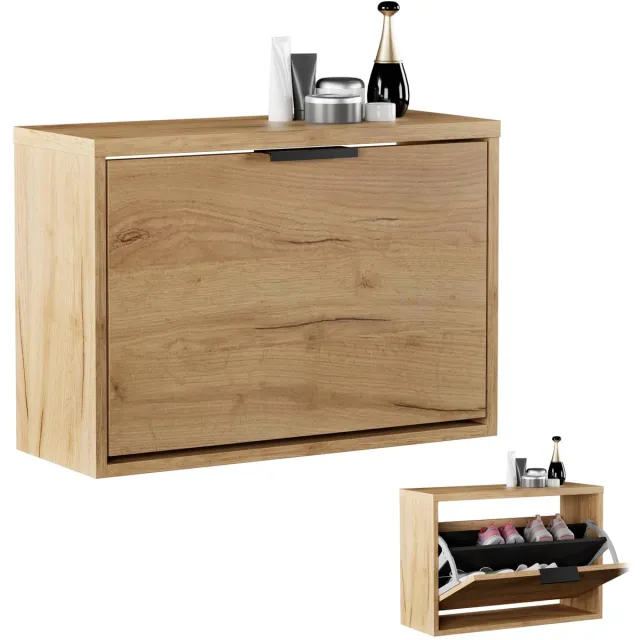 Planetmöbel STIVIO Schoenenkast 60 cm 1 Klep Goud Eiken