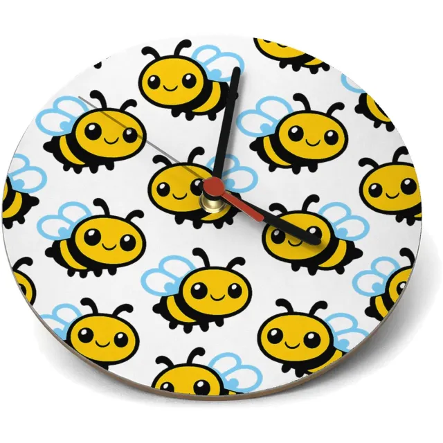 Mr Cadeautjes Klok rond Ø 19 - design Een vrolijk all-over patroon met vriendelijke regenboogvisse | cadeau Wit