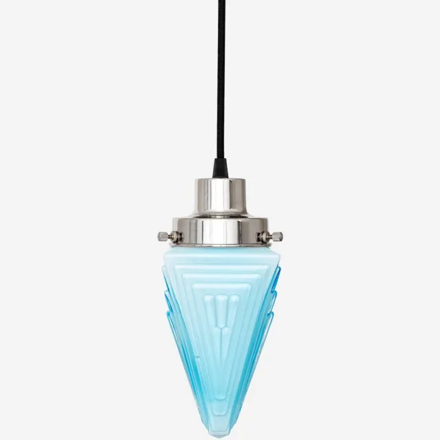 Coloured by Art Hanglamp aan snoer Finisterre Misty 20's Nikkel - Art Deco Trade Zachtblauw